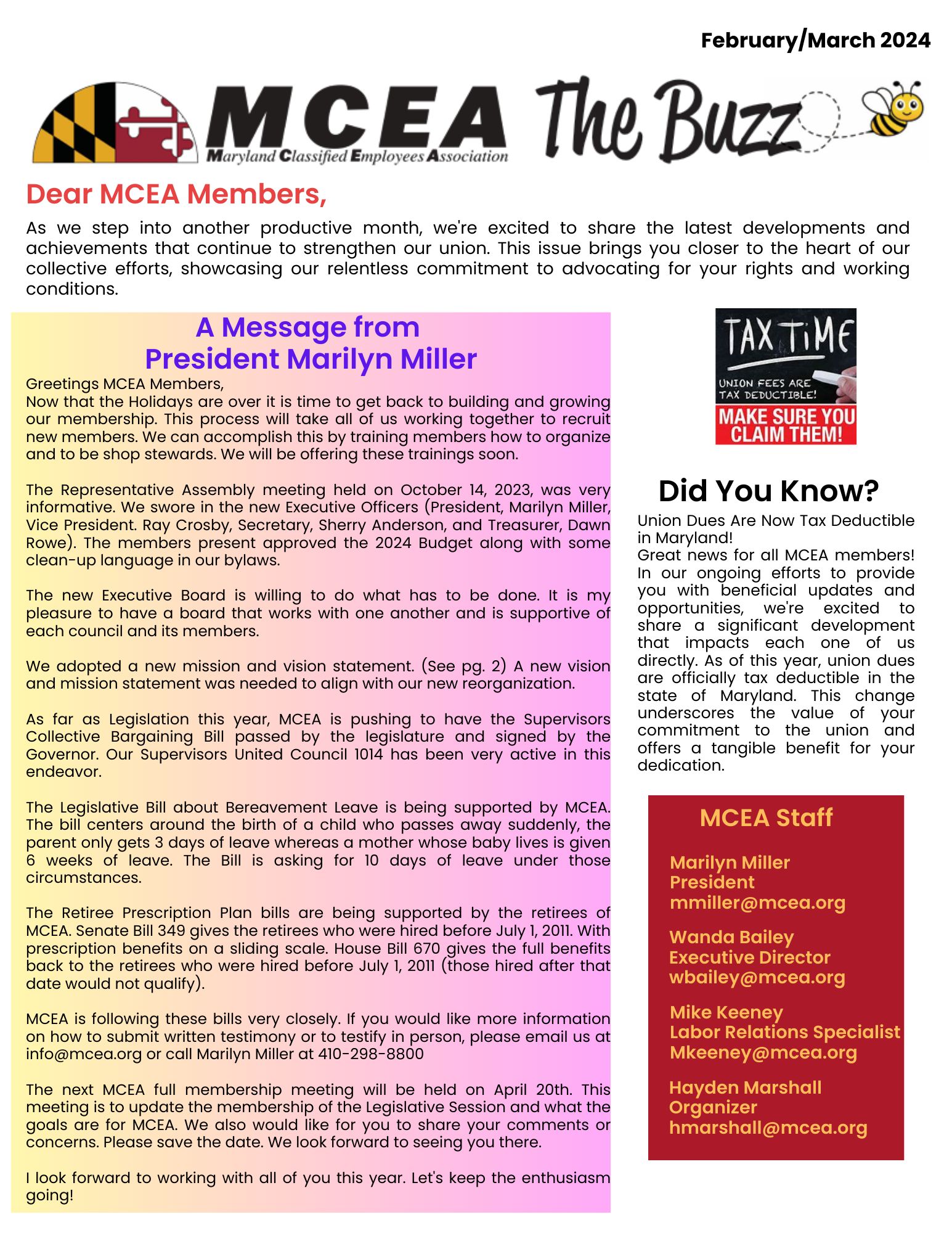 The Buzz Newsletter Page 1