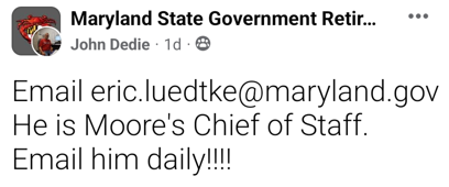 Eric Luedtke's email address: eric.luedtke@maryland.gov