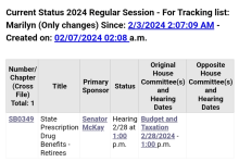 Current Status 2024 Reg Session-State Prescription Drug Plan
