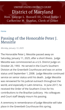 Passing of Honorable Peter Merritt